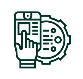 Icon of a hand pointing at a website interface, representing a user-friendly WordPress website layout with hosting in Canada